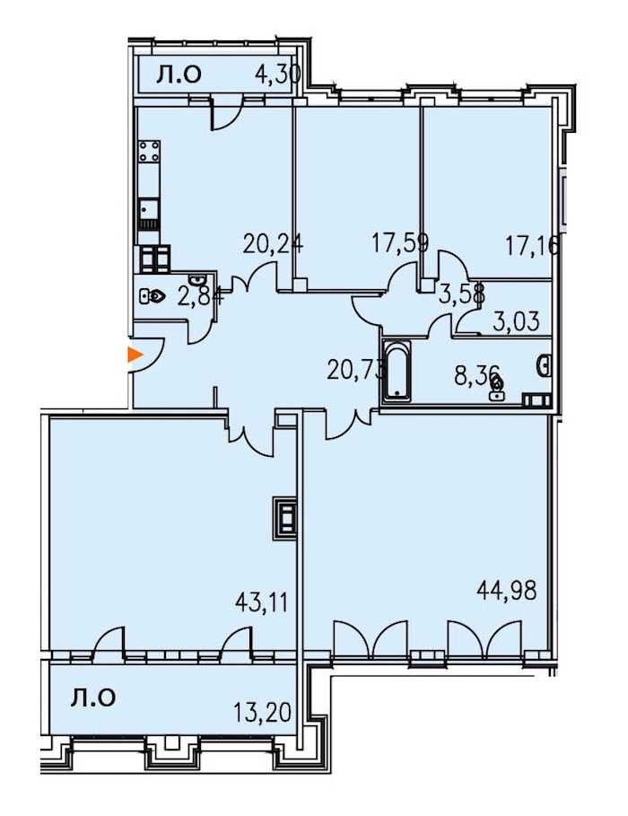 Четырехкомнатная квартира в : площадь 191.05 м2 , этаж: 7 – купить в Санкт-Петербурге
